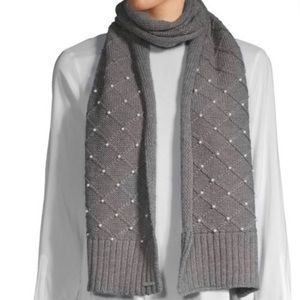 Karl Lagerfeld gray scarf with pearl detail